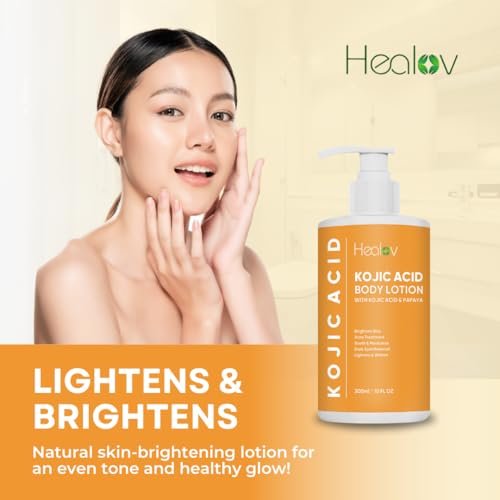 Kojic Acid Lotion – Skin Brightening Body Lotion for Age Spots, Hyperpigmentation, Intimate Areas – Dark Spot Remover, Reduces Acne, Scars and Evens Tone – Healov - görsel 8