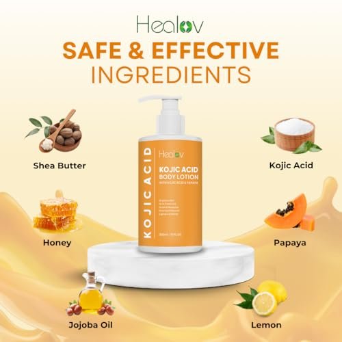 Kojic Acid Lotion – Skin Brightening Body Lotion for Age Spots, Hyperpigmentation, Intimate Areas – Dark Spot Remover, Reduces Acne, Scars and Evens Tone – Healov - görsel 12