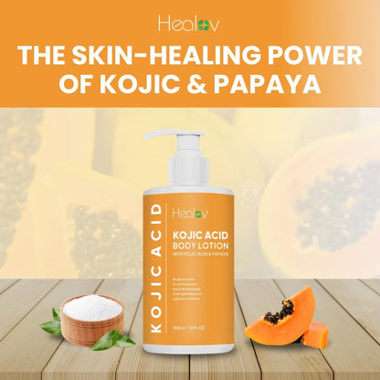 Kojic Acid Lotion – Skin Brightening Body Lotion for Age Spots, Hyperpigmentation, Intimate Areas – Dark Spot Remover, Reduces Acne, Scars and Evens Tone – Healov