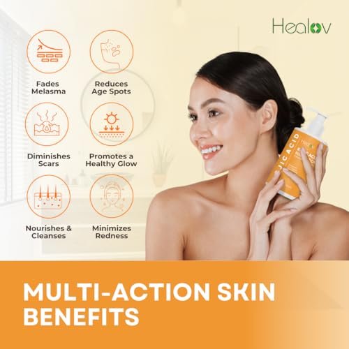 Kojic Acid Lotion – Skin Brightening Body Lotion for Age Spots, Hyperpigmentation, Intimate Areas – Dark Spot Remover, Reduces Acne, Scars and Evens Tone – Healov - görsel 4