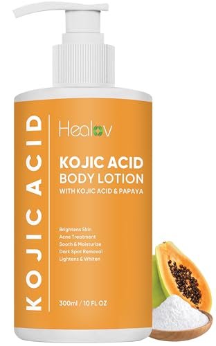 Kojic Acid Lotion – Skin Brightening Body Lotion for Age Spots, Hyperpigmentation, Intimate Areas – Dark Spot Remover, Reduces Acne, Scars and Evens Tone – Healov