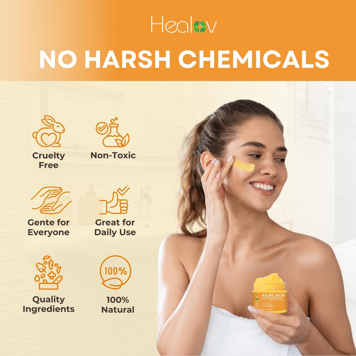 Kojic Acid Cream – Skin Brightening Cream for Age Spots, Hyperpigmentation, and Dark Spots – Glowing Skin Lotion - görsel 9