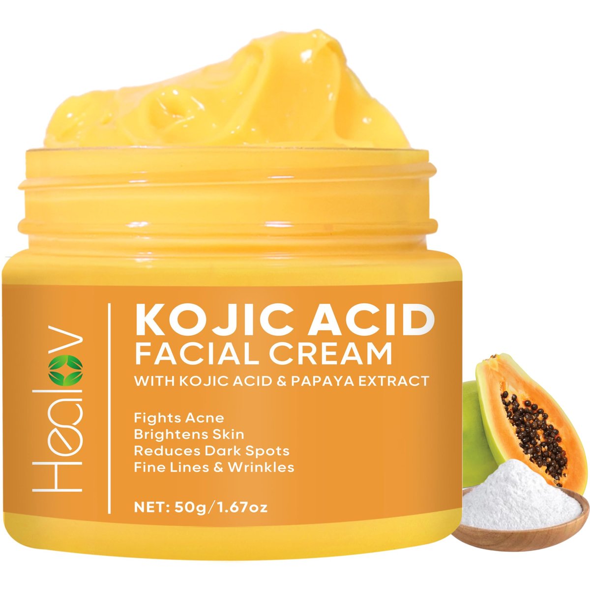Kojic Acid Cream – Skin Brightening Cream for Age Spots, Hyperpigmentation, and Dark Spots – Glowing Skin Lotion - görsel 1