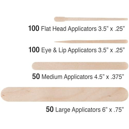 ForPro Premium Wood Stick 300 Pcs Kit - Non-Sterile Assorted Hair Removal Waxing Applicators for Face & Body