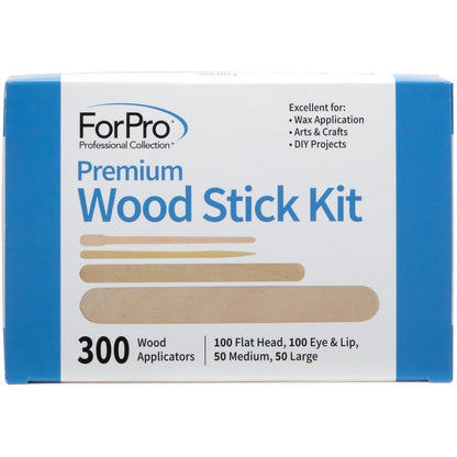 ForPro Premium Wood Stick 300 Pcs Kit - Non-Sterile Assorted Hair Removal Waxing Applicators for Face & Body