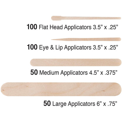 ForPro Premium Wood Stick 300 Pcs Kit - Non-Sterile Assorted Hair Removal Waxing Applicators for Face & Body
