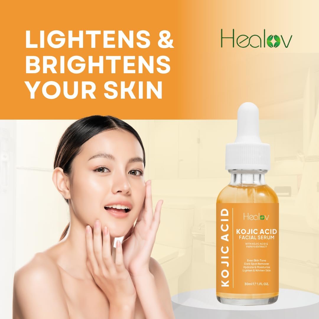 Healov Kojic Acid Serum – Dark Spot Remover for Face & Body – Skin Brightening Serum for Hyperpigmentation, Acne Scars, and Uneven Skin Tone – 1 oz - görsel 14