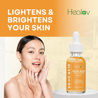 Healov Kojic Acid Serum – Dark Spot Remover for Face & Body – Skin Brightening Serum for Hyperpigmentation, Acne Scars, and Uneven Skin Tone – 1 oz
