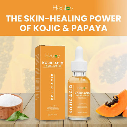Healov Kojic Acid Serum – Dark Spot Remover for Face & Body – Skin Brightening Serum for Hyperpigmentation, Acne Scars, and Uneven Skin Tone – 1 oz