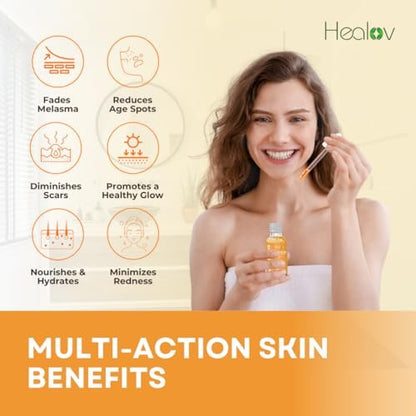 Healov Kojic Acid Serum – Dark Spot Remover for Face & Body – Skin Brightening Serum for Hyperpigmentation, Acne Scars, and Uneven Skin Tone – 1 oz