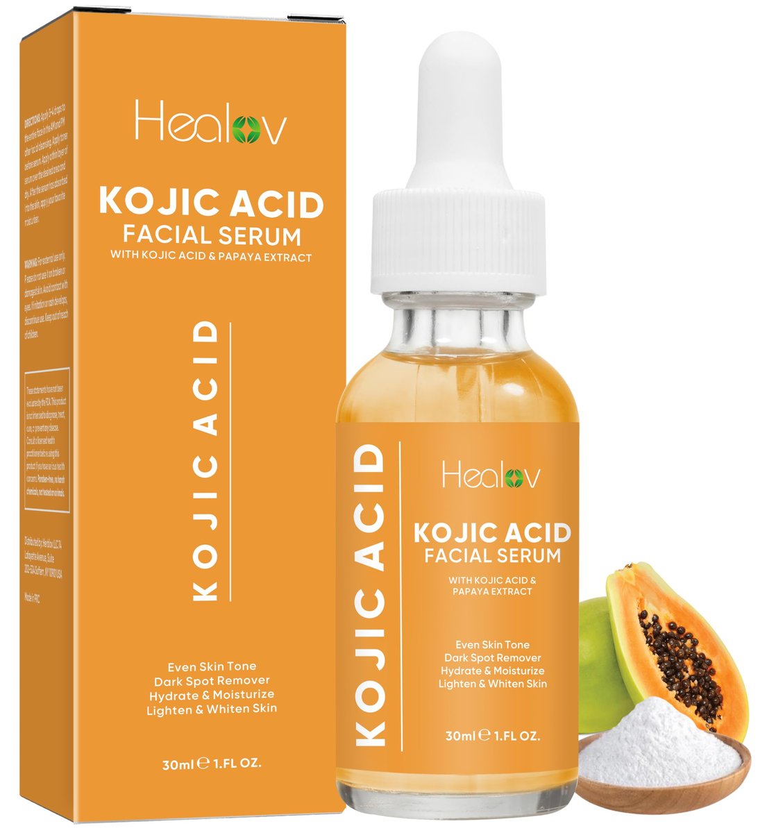 Healov Kojic Acid Serum – Dark Spot Remover for Face & Body – Skin Brightening Serum for Hyperpigmentation, Acne Scars, and Uneven Skin Tone – 1 oz - görsel 2
