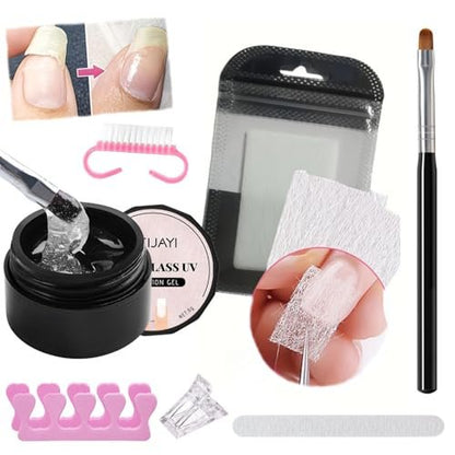 Nail Repair Kit for Split Natural Nail - Broken Nail Repair with Magical Silk Nail Wrap, Quick Building Solid Nail Glue Gel, Nail File - Nail Repair Kit with Shape Clip Nail Art Accessories Avelisse