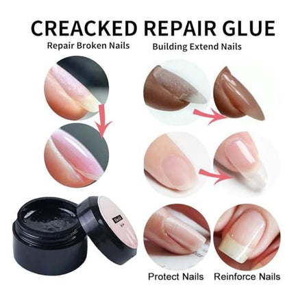 Nail Repair Kit for Split Natural Nail - Broken Nail Repair with Magical Silk Nail Wrap, Quick Building Solid Nail Glue Gel, Nail File - Nail Repair Kit with Shape Clip Nail Art Accessories Avelisse