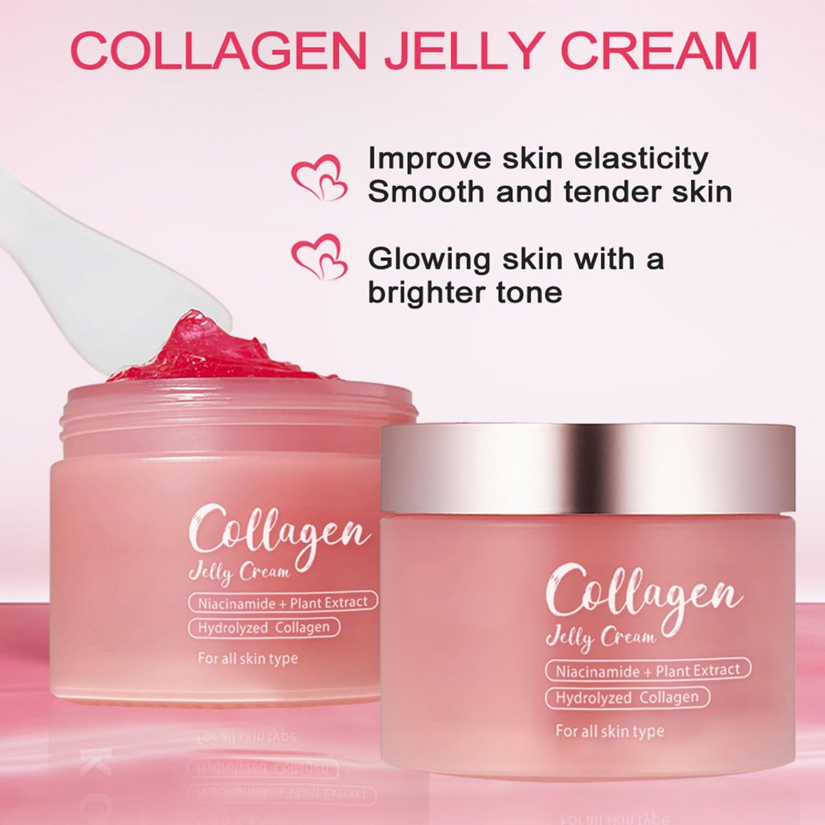 LOYOTICE Collagen Jelly Cream with Niacinamide & Freeze Dried Hydrolyzed Collagen - Boosts Elasticity & Hydration, Reduces Fine Lines & Dullness, Glowy Skin Moisturizer (3.38 fl oz) - görsel 7