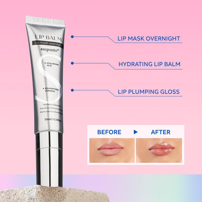 Peptide Lip Treatment Butter Balm: Mini Plumping Gloss Set for Dry Care, with Hyaluronic Acid and Mask Overnight for Glowy Skin, Travel Size Night Hydrating Balm