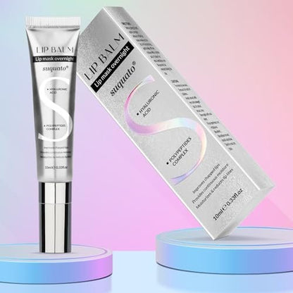 Peptide Lip Treatment Butter Balm: Mini Plumping Gloss Set for Dry Care, with Hyaluronic Acid and Mask Overnight for Glowy Skin, Travel Size Night Hydrating Balm