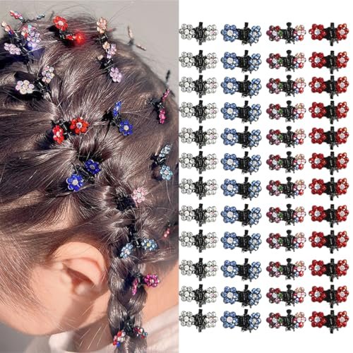 48 Pcs Flower Butterfly Mini Hair Claws Set - Rhinestone Acrylic Strong Hold Clips for Women, Multicolor - görsel 2