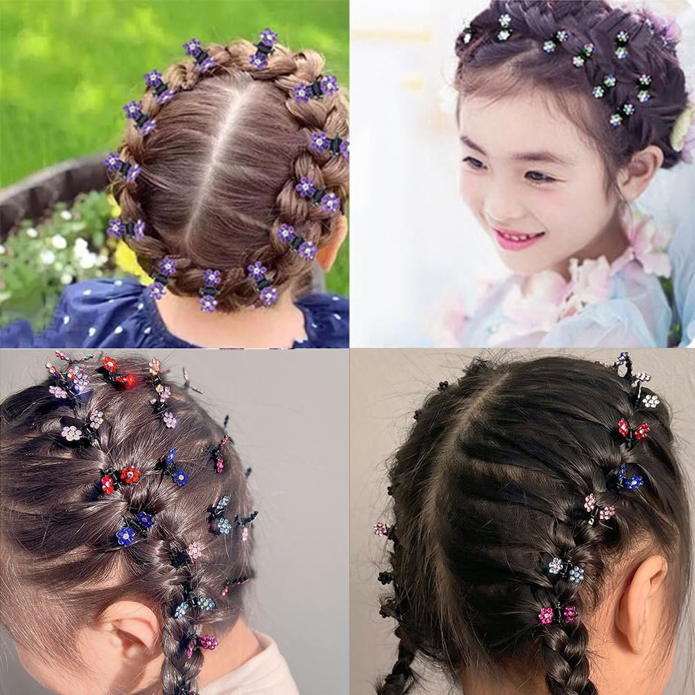 48 Pcs Flower Butterfly Mini Hair Claws Set - Rhinestone Acrylic Strong Hold Clips for Women, Multicolor - görsel 11