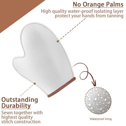 G GAIYAH Tanning Mitt Set - 4 Pack Self Tanner Mitts with Back Applicator for Streak-Free, Flawless Tan Avelisse