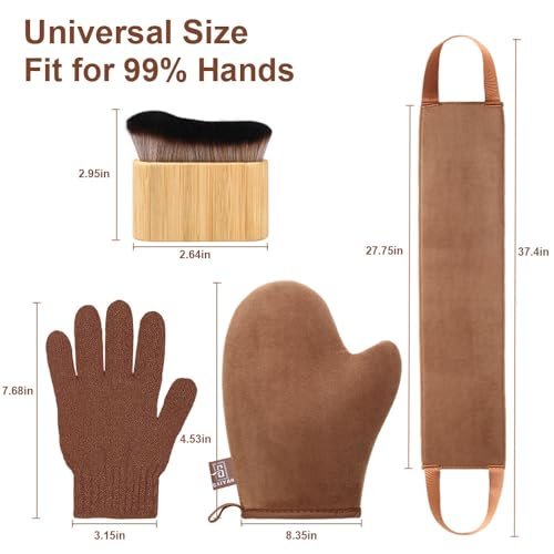 G GAIYAH Tanning Mitt Set - 4 Pack Self Tanner Mitts with Back Applicator for Streak-Free, Flawless Tan Avelisse