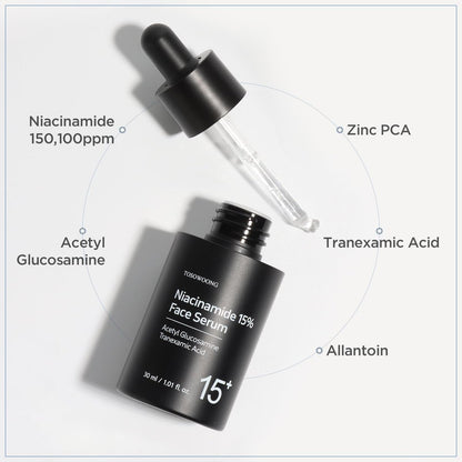 TOSOWOONG Niacinamide 15% Face Serum – Dark Spot Corrector, Pore Minimizer, Glass Skin, Korean Skincare, 30ml