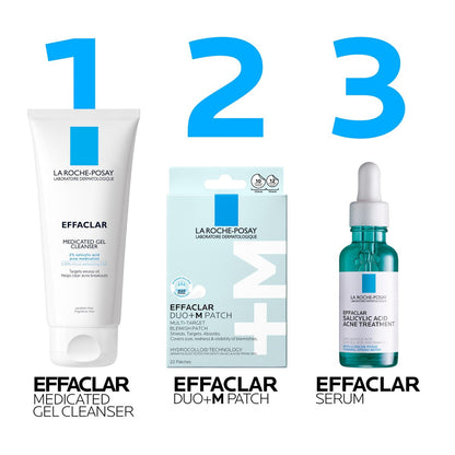 La Roche-Posay Effaclar Multi-Target Blemish Patches, Hydrocolloid Pimple Patches for Face, 22 Count (12 Small, 10 Medium)