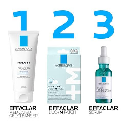 La Roche-Posay Effaclar Multi-Target Blemish Patches, Hydrocolloid Pimple Patches for Face, 22 Count (12 Small, 10 Medium)