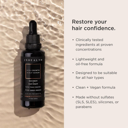 JSHealth Peptide Hair Growth Scalp Serum for Women – Clinically Studied Actives with Capixyl, Capilia Longa, Baicapil – Supports Hair Retention and Density – Vegan, Oil-Free (1.69 fl oz) Avelisse
