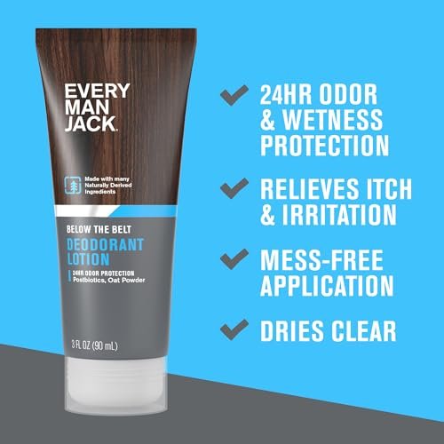 Every Man Jack Men's Ball Deodorant Lotion - Aluminum Free, Unscented, Naturally Derived, 3 fl oz - görsel 6