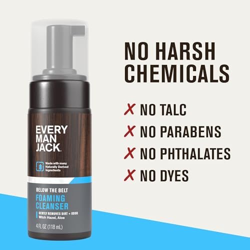 Every Man Jack Men's Foaming Groin Wash – Gentle Below the Belt Cleanser with Naturally Derived Ingredients, 4 Fl Oz - görsel 12