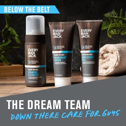 Every Man Jack Men's Foaming Groin Wash – Gentle Below the Belt Cleanser with Naturally Derived Ingredients, 4 Fl Oz