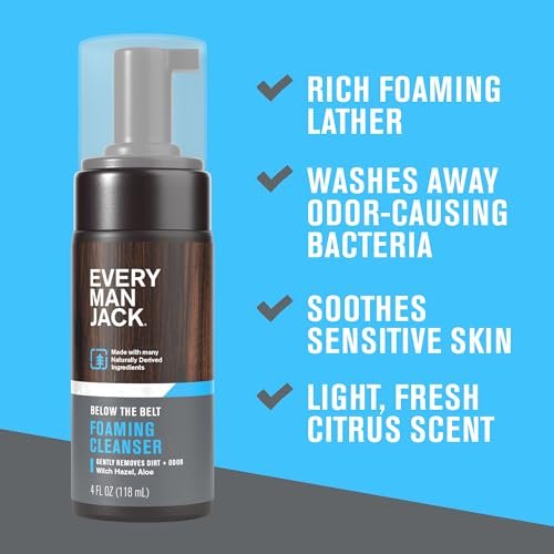 Every Man Jack Men's Foaming Groin Wash – Gentle Below the Belt Cleanser with Naturally Derived Ingredients, 4 Fl Oz - görsel 6