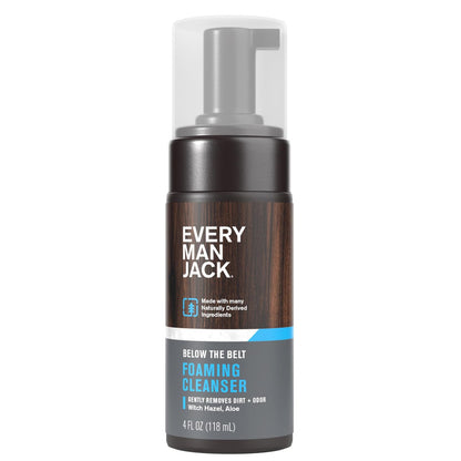 Every Man Jack Men's Foaming Groin Wash – Gentle Below the Belt Cleanser with Naturally Derived Ingredients, 4 Fl Oz