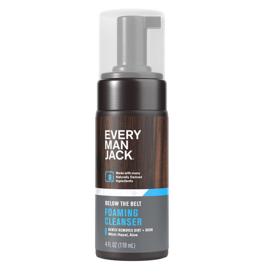 Every Man Jack Men's Foaming Groin Wash – Gentle Below the Belt Cleanser with Naturally Derived Ingredients, 4 Fl Oz