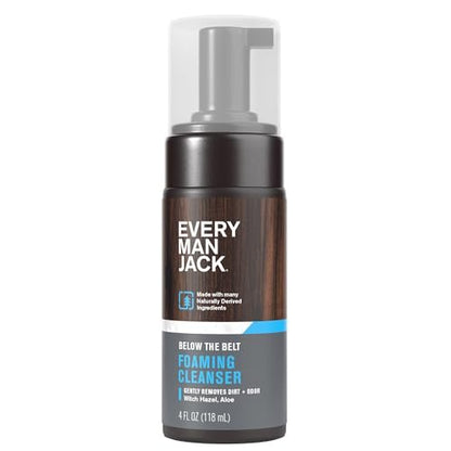 Every Man Jack Men's Foaming Groin Wash – Gentle Below the Belt Cleanser with Naturally Derived Ingredients, 4 Fl Oz