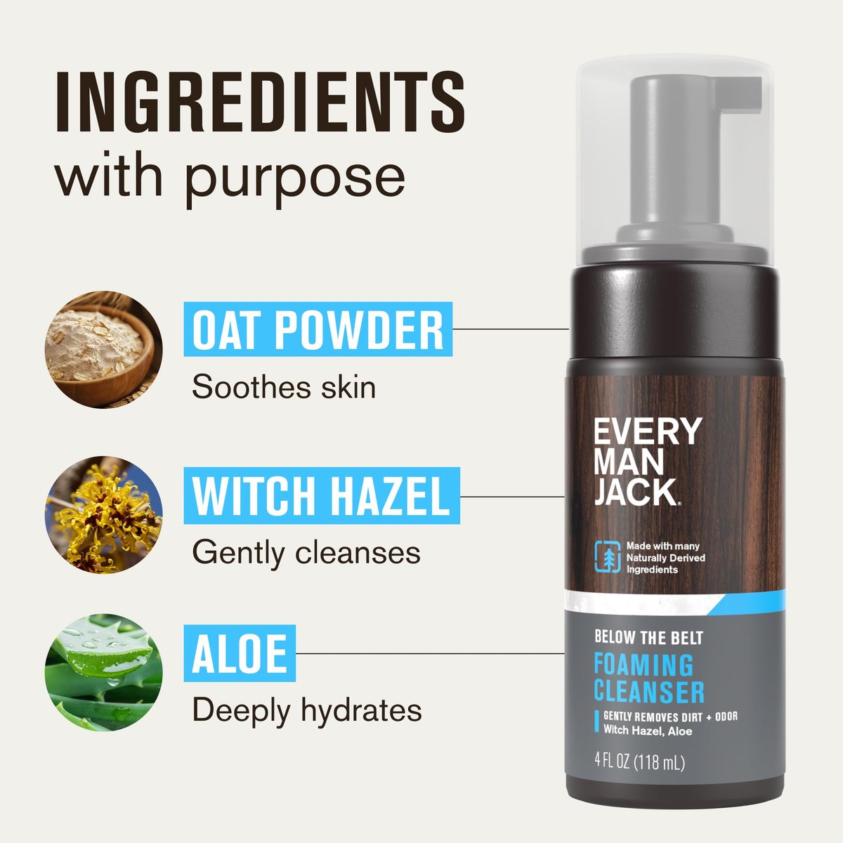 Every Man Jack Men's Foaming Groin Wash – Gentle Below the Belt Cleanser with Naturally Derived Ingredients, 4 Fl Oz - görsel 7