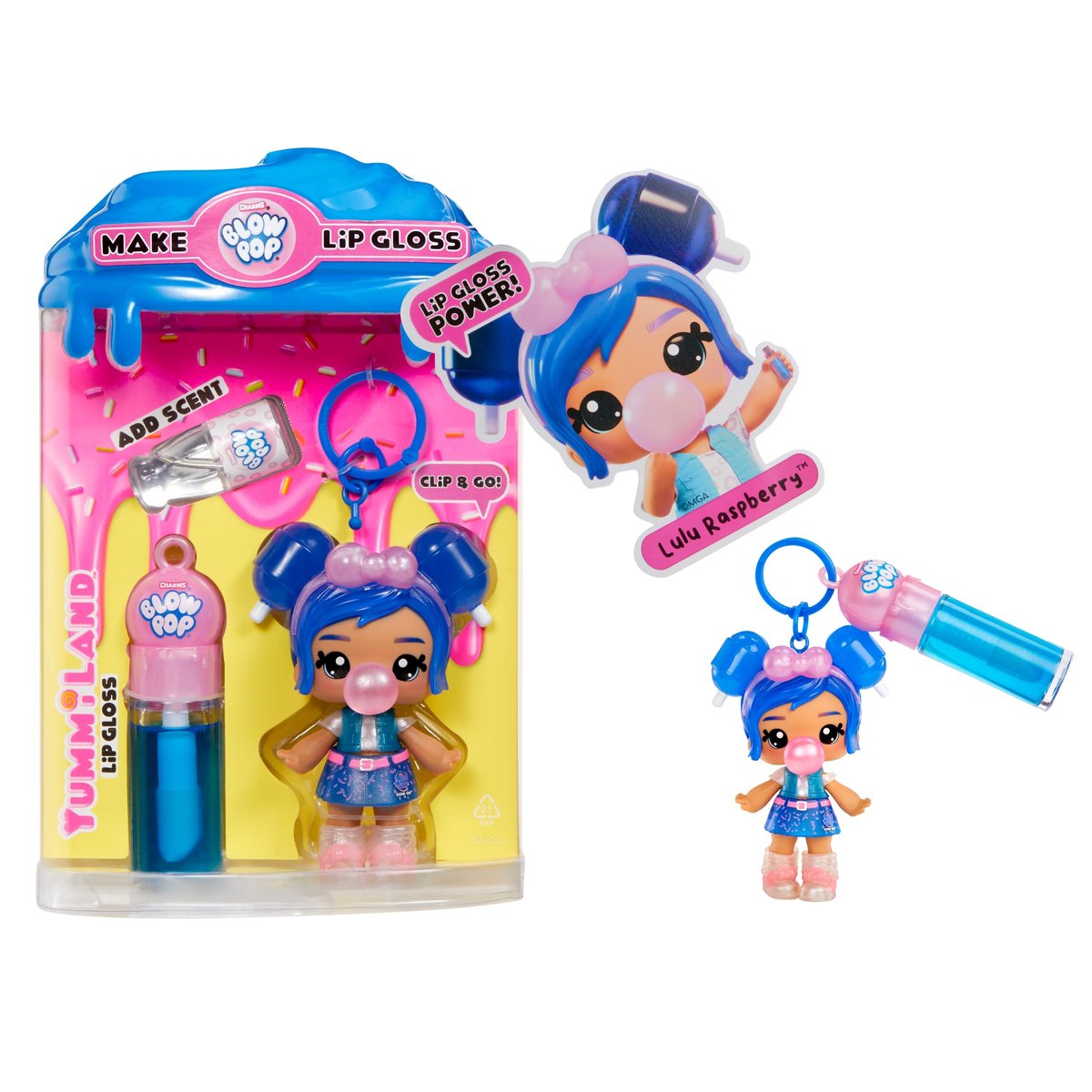 Yummiland x Licensed Sweets Lip Gloss Doll: Blow Pop - DIY Lip Gloss with Removable Keychain, Cosmetic Play Collectible for Ages 4+ - görsel 3
