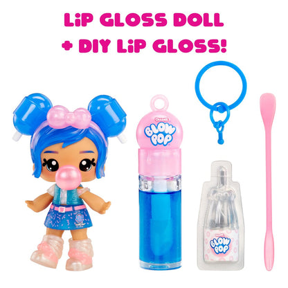 Yummiland x Licensed Sweets Lip Gloss Doll: Blow Pop - DIY Lip Gloss with Removable Keychain, Cosmetic Play Collectible for Ages 4+