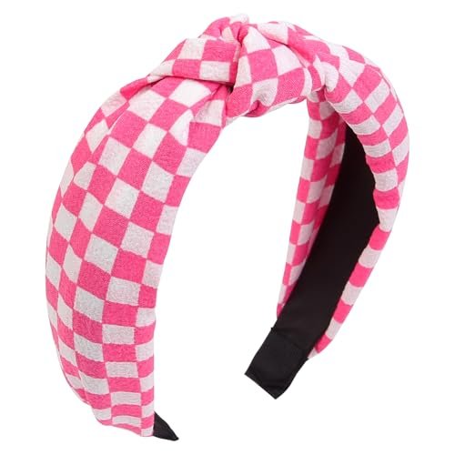 Huachi Hot Pink Headbands for Women Girls – 4 Pack Cute Flower Printed Knotted Head Bands, Non Slip Wide Top Knot Hairbands, Trendy Hair Accessories Avelisse