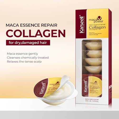 Karseell 8 Pack Collagen Hair Mask for Dry Damaged Hair – Argan Oil Travel-Size Deep Repair Conditioning Treatment for All Hair Types (3.25 fl oz) Avelisse
