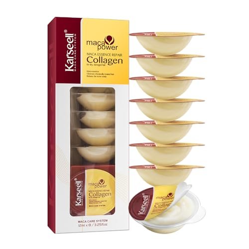 Karseell 8 Pack Collagen Hair Mask for Dry Damaged Hair – Argan Oil Travel-Size Deep Repair Conditioning Treatment for All Hair Types (3.25 fl oz) Avelisse