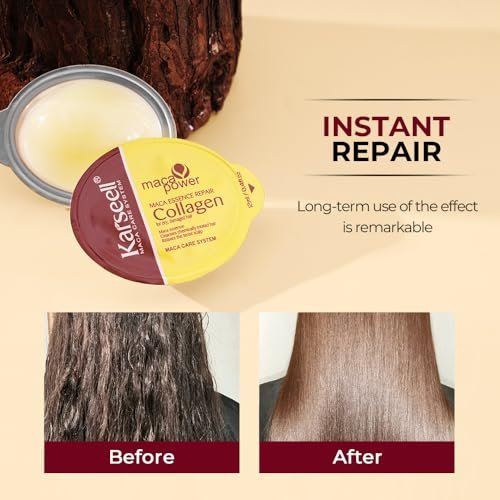 Karseell 8 Pack Collagen Hair Mask for Dry Damaged Hair – Argan Oil Travel-Size Deep Repair Conditioning Treatment for All Hair Types (3.25 fl oz) Avelisse