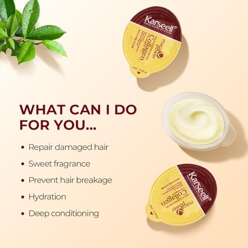 Karseell 8 Pack Collagen Hair Mask for Dry Damaged Hair – Argan Oil Travel-Size Deep Repair Conditioning Treatment for All Hair Types (3.25 fl oz) Avelisse