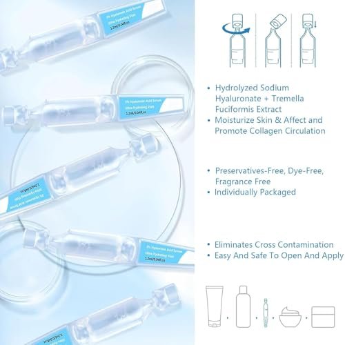 3% Hyaluronic Acid Serum Vials – Ultra Hydrating Face Serum with Hyaluronic Acid, Single-Use Moisturizing Tubes for Dry & Dehydrated Skin (30 PCS) - görsel 6