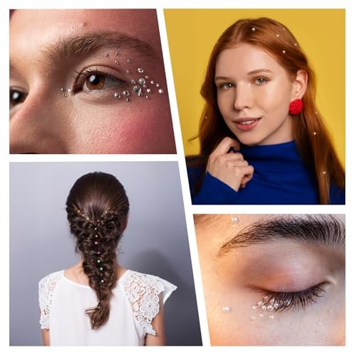 vivinin 1465P Face Gems Self-Adhesive Hair Gems - 5 Types of Rhinestones for Face, Eyes, Body, Hair, Makeup & Festival Decorations - görsel 12