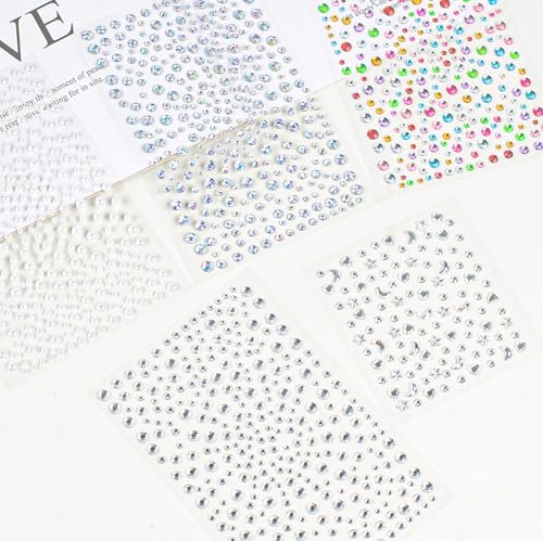vivinin 1465P Face Gems Self-Adhesive Hair Gems - 5 Types of Rhinestones for Face, Eyes, Body, Hair, Makeup & Festival Decorations - görsel 6