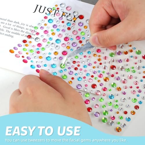 vivinin 1465P Face Gems Self-Adhesive Hair Gems - 5 Types of Rhinestones for Face, Eyes, Body, Hair, Makeup & Festival Decorations - görsel 8