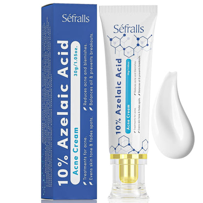Sefralls 10% Azelaic Acid Acne Cream - Redness Relief & Clarifying Face Moisturizer for Acne-Prone Skin, 1 oz