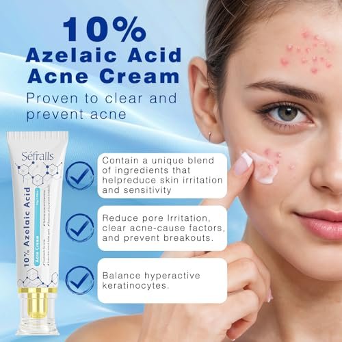 Sefralls 10% Azelaic Acid Acne Cream - Redness Relief & Clarifying Face Moisturizer for Acne-Prone Skin, 1 oz - görsel 4
