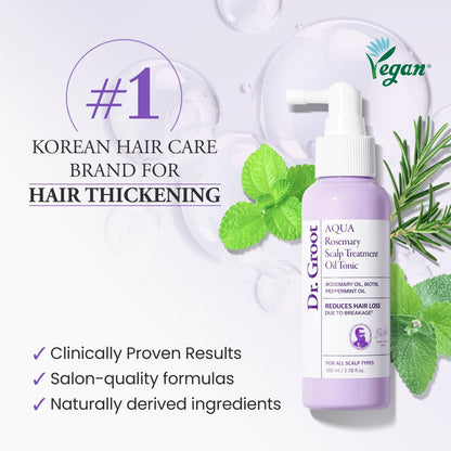 Dr.groot Rosemary Mint Oil Tonic for Hair Growth with Biotin, Hyaluronic Acid, Thickening & Scalp Nourishing - Korean Haircare, Sulfate-Free, 3.38 fl oz